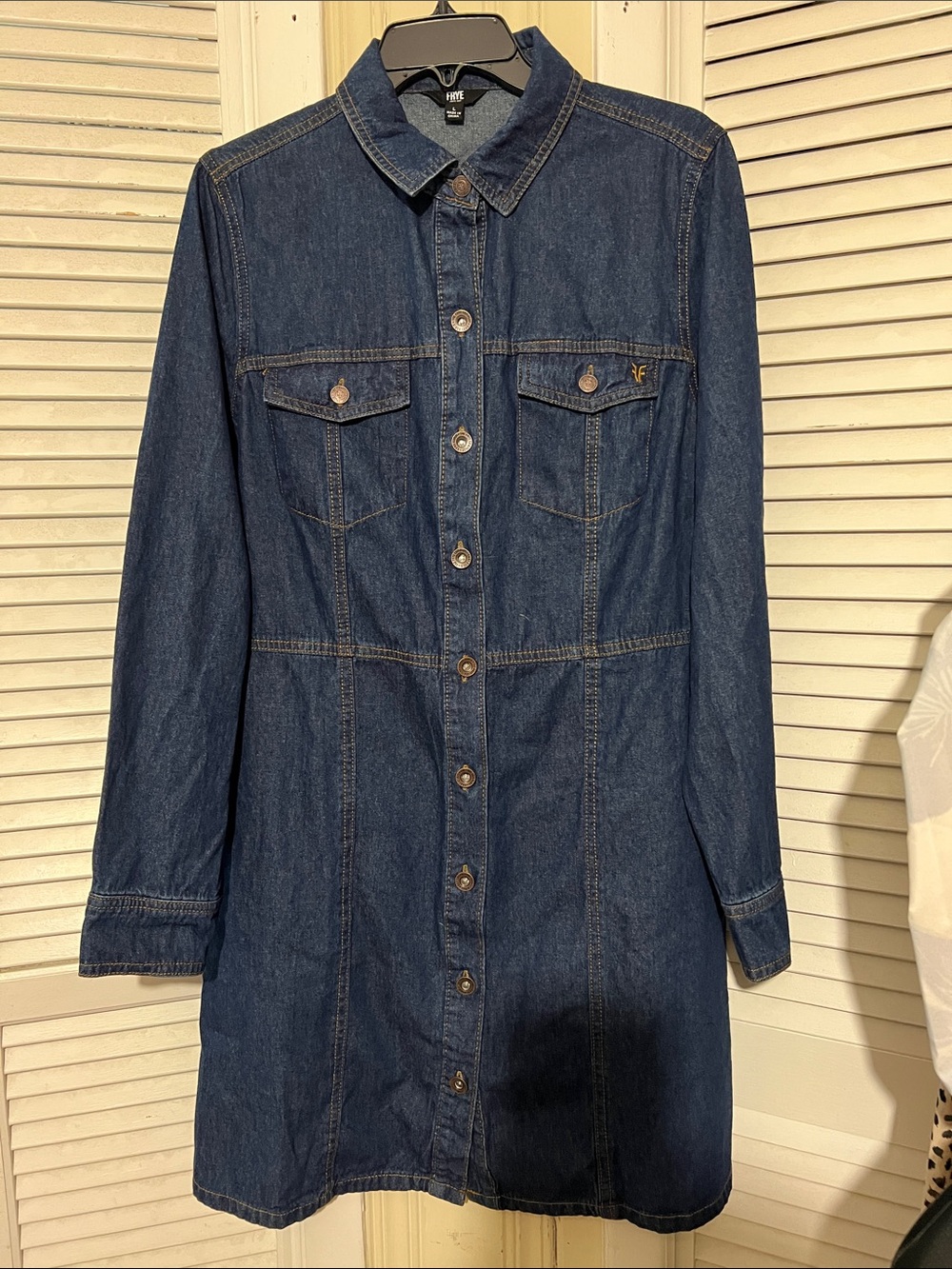Freya Dark Blue Denim Button-Front Jacket Dress